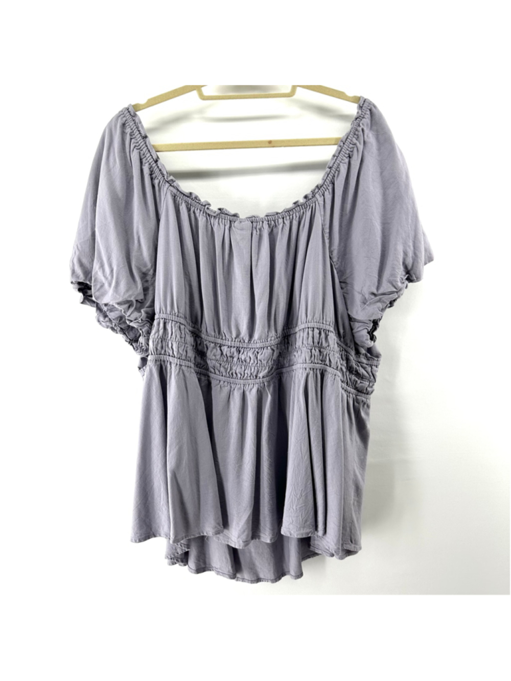 TORRID Lavender WOMENS Plus Size 5X Square Neck Peplum BOHO PEASANT TOP Purple - Picture 8 of 10